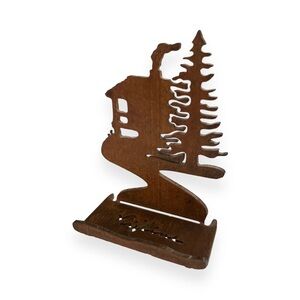 Rijline Metal Business Card Holder Rustic Cabin Trees Farmhouse Laser Cut Signed